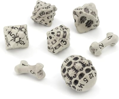 7-delige RPG Dobbelstenen Set met Schedel & Botten Thema voor Rollenspellen