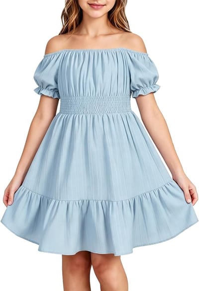 Zomerse Meisjesjurk met Ruffles en Puff Mouwen, Elegante Laagjesrok voor Kinderen van 4-12 Jaar, Casual en Speels Kledingstuk