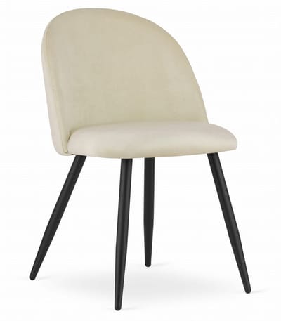 Stoel BELLO - Beige Velvet, Zwarte Metalen Poten, Modern Design en Uitstekend Zitcomfort voor Woonkamer, Slaapkamer, Eetkamer of Kantoor, Max. 120 kg