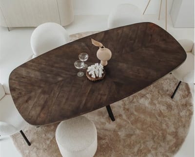 Tower Living Eettafel Silvi Deens ovaal mangohout visgraat 220x110 cm - olijfbruin
