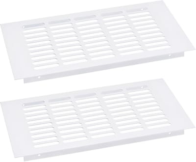 Ventilatierooster Wit Rechthoekig voor Kast en Ventilatie 2 Stuks Aluminium