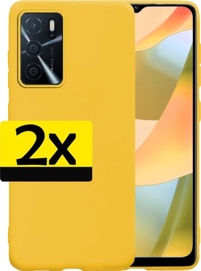 Hoesje - 2 Stuks - Geschikt voor OPPO A16s - Sterk & Shockproof - Case Siliconen - Back Cover - Telefoon Hoes - Telefoonhoesjes - Geel
