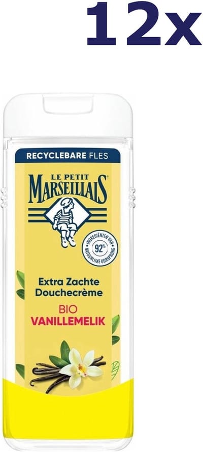 12x Le Petit Marseillais Douchecrème - 400 ml - Biologische vanillemelk