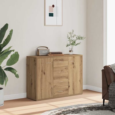 vidaXL - Dressoir - 88x30x64 - cm - bewerkt - hout - artisanaal - eikenkleur