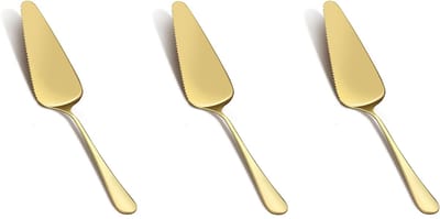 3x Taartschep met Kartelrand RVS – Taartsnijder en Pizzaschep in Één – Taartserver voor Taart, Cake, Quiche en Pizza – Vaatwasserbestendig – Goud