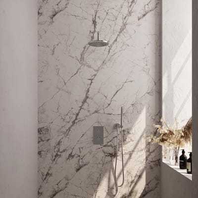 Brauer Chrome Edition Thermostatische Regendoucheset Inbouw - Hoofddouche 20 cm - Gebogen Wandarm - 3 Weg - Handdouche Staaf - Doucheslang - Wandaansluitbocht - Chroom