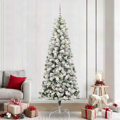 vidaXL - Kunstmatige - Hinged - Kerstboom - 300 - LED's - Groen - en - Wit - 240 - cm