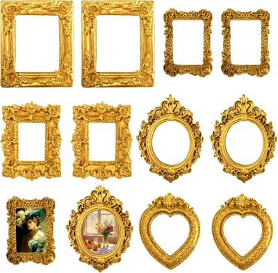 Set van 10 Mini Fotolijstjes Barok Stijl Vintage Sierlijsten Goud voor Decoratie