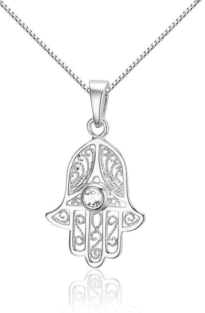 Montebello Ketting Ghamsa - 925 Sterling Zilver - Fatima - 16x28mm- 45cm