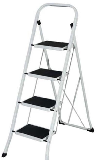 Stalen trap ladder 4 treden wit