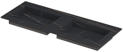 INK Post Wastafel Keramische Slab Envelop Bak Dubbel Zonder Kraangaten - 1200x450x10 mm - Lauren Black Mat