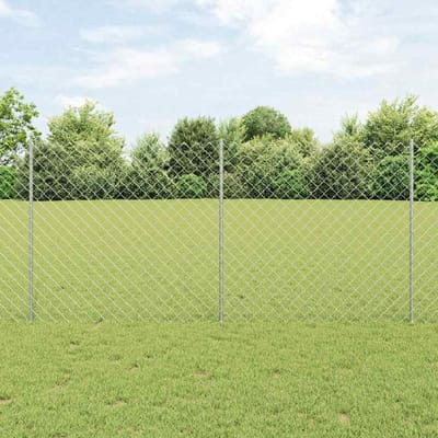 vidaXL - gaashek - met - palen - 10 - x - 1,2 - m - Gegalvaniseerd - staal - Zilverkleurig