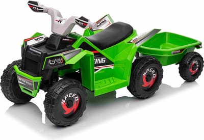 Elektrische kinderquad - Met aanhanger - 6V 7AH - Elektrisch met gaspedaal - 3-7km/u - 2 tot 4 jaar - Groen