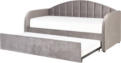 EYBURIE - Onderschuifbed - Lichtgrijs - 90 x 200 cm - Fluweel