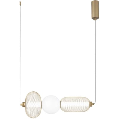 Luce Ambiente Design LED hanglamp INKAS, hoogte 53 cm, goudkleurig glas/metaal CCT