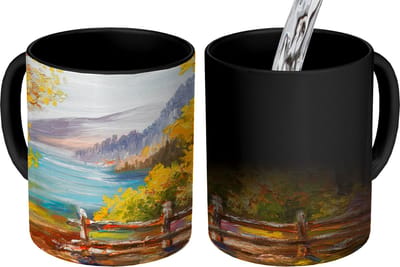Magische Mok - Foto op Warmte Mokken - Koffiemok - Schilderij - Olieverf - Planten - Natuur - Magic Mok - Beker - 350 ML - Theemok