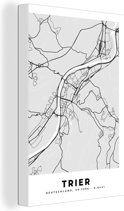 Canvas Schilderij Stadskaart - Duitsland - Plattegrond - Trier - Kaart - 20x30 cm - Wanddecoratie