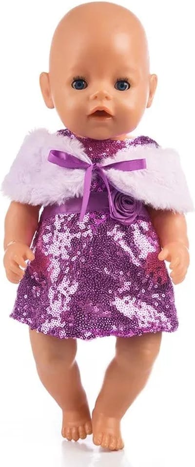 Jurkje met Legging en Bolero - Paars - Poppenkleertjes voor Pop 43 cm - Driedelige Set - Geschikt voor o.a. Baby Born