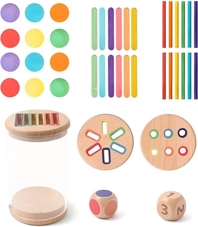 Educatief Houten Speelgoed Voor Kinderen 1-3 Jaar - Sorter- En Stapelspel - Fijne Motoriek, Kleurherkenning En Probleemoplossend Vermogen - Babygift Voor Peuters