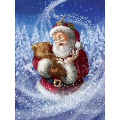 Peinture diamant 5D à faire soi-même, paysage de neige du père noël, broderie diamant 20X30CM gray