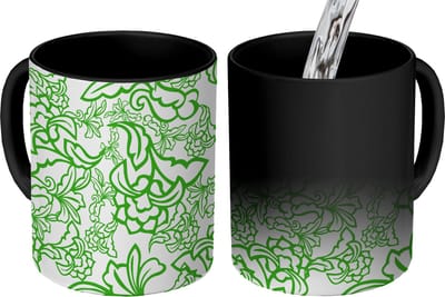 Magische Mok - Foto op Warmte Mokken - Koffiemok - Planten - Orientalism - Patroon - Magic Mok - Beker - 350 ML - Theemok
