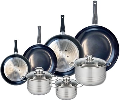 Set van 4 Kookpannen 20, 24, 28 en 32 cm en 3 braadpannen 14, 16 en 20 cm Elo Prima Brillant