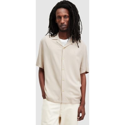 AllSaints Venice Ss Shirt Clifftop Taupe Size: XL | Casual Shirts Outlet | Heren | Beige