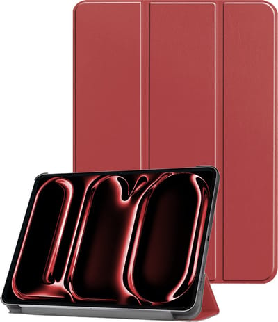 Hoes - Geschikt voor Apple iPad Pro (2024/2025) - 11 inch - Dun & Stevig - Trifold Bookcase - Hard Cover - Hardcover Book Case - Tablet Hoesje - Donkerrood