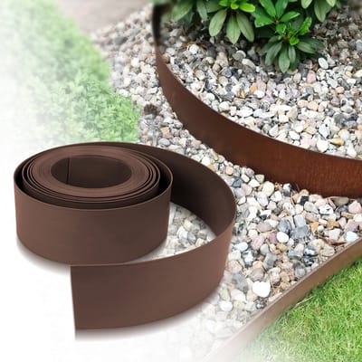 Borderrand op rol 1000 x 14 x 0.2cm - DIY Borderrand Gazonrand - Tuinafboording flexibel - PE kunststof Bloembedomranding - Tuinranden Bruin