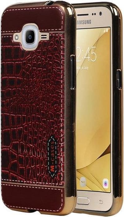 M-Cases Bruin Krokodil Design TPU back case hoesje voor Samsung Galaxy J2 2016