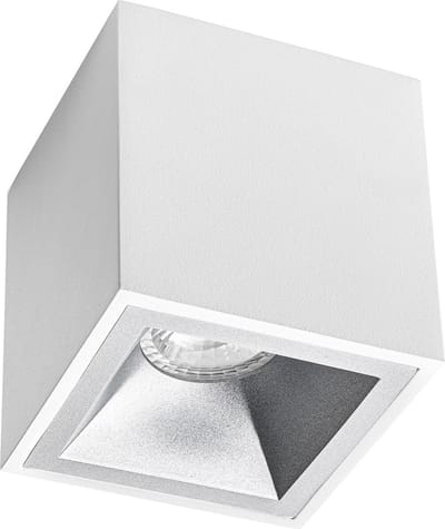 Opbouwspot GU10 - Proma Cliron Pro - Opbouw Vierkant - Mat Wit/Zilver - Aluminium - Verdiept - 90mm