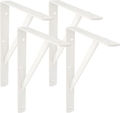 AMIG Plankdrager/planksteun van metaal - 4x - gelakt wit - H600 x B375 mm - boekenplank steunen - tot 150 kg