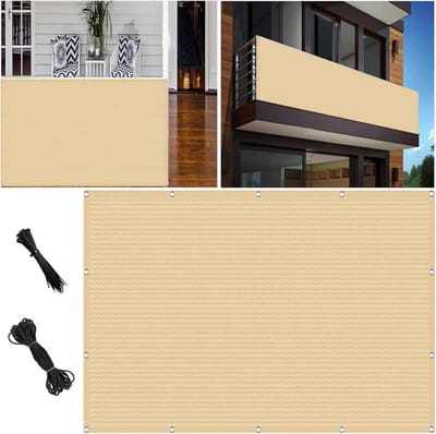 Privacyscherm Balkon - Balkonbekleding Scherm - Privacy Bescherming - UV-Bestendig Ademend - 200 x 390 cm - Zand geel