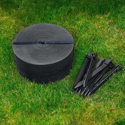 Flexibele gazonrand - kunststof tuinrand - 20 meter - zwart met houten design