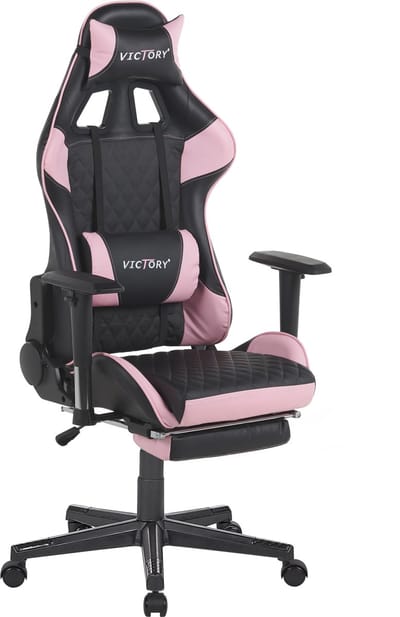 VICTORY - Gamestoel - Roze/ Zwart - Kunstleer