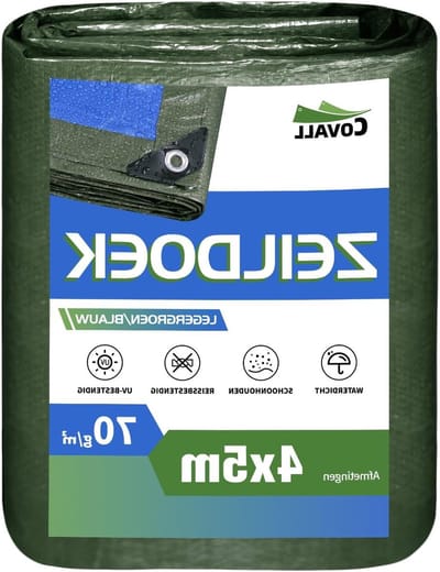 Lichtgewicht Regenzeil - Waterdicht Doek - Buiten Beschermen - UV Bestendig - 4x5 Meter - Groen/Blauw