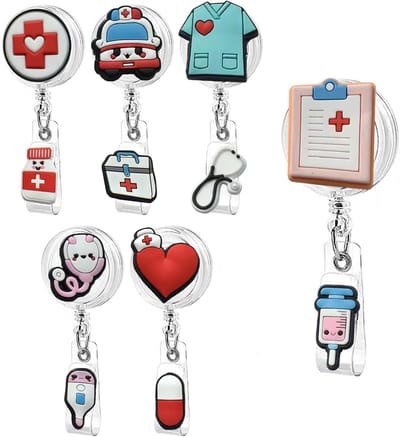 Set van 6 ID-kaarthouders, Retractable Badge Covers voor Zorgprofessionals, Vrijwilligers en Geschenken