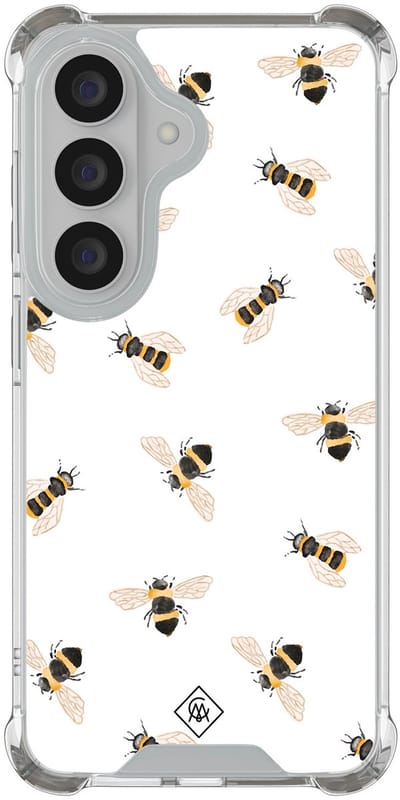 Casimoda® hoesje - Geschikt voor Samsung Galaxy S26 - Bee Happy - Shockproof case - Extra sterk - TPU/polycarbonaat - Bruin/beige, Transparant