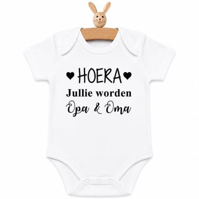 Baby Rompertje met Tekst HOERA! Jullie worden opa en oma | Korte Mouw | Cadeau voor Zwangerschap | Bekendmaking | Aankondiging | Aanstaande
