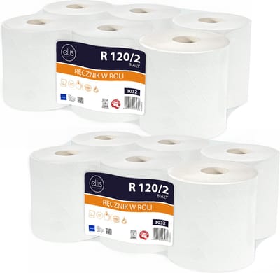 ELLIS Ecoline - Tweelaags cellulose papieren handdoek, duurzaam / 12 rollen