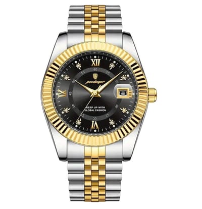 Poedagar - Herenhorloge - Polshorloge - Heren - Horloge - Horlogedoos - Mannen - Zilver Goud Zwart - RVS
