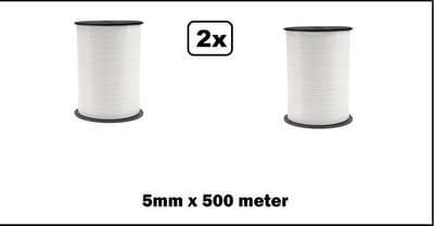2x Krullint wit 5mm x 500meter krul lint kerst thema feest decoratie kado kado gold verjaardag