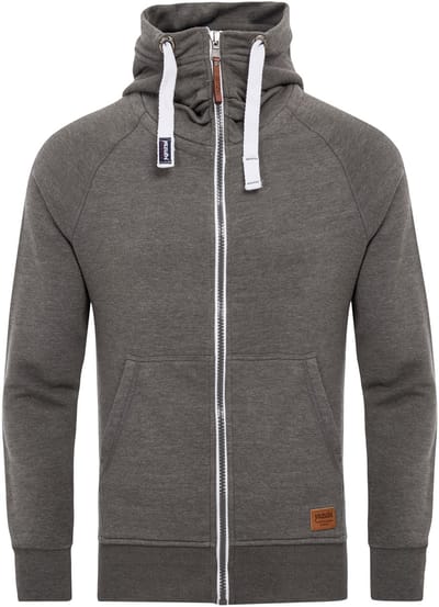 Yazubi Heren Hoodie Jacob – Regular Fit – Katoenmix Stretch – Grijs – Rits & Kap