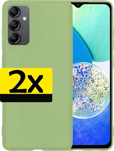 Hoesje - 2 Stuks - Geschikt voor Samsung Galaxy A14 - Sterk & Shockproof - Case Siliconen - Back Cover - Telefoon Hoes - Telefoonhoesjes - Groen