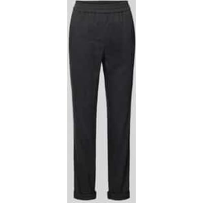 Regular fit broek van linnenmix met elastische band