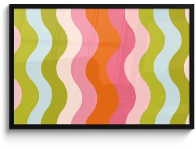Poster in lijst - Fotolijst 90x60 cm - Posters - Banen - Golven - Kleurrijk - Verticaal - Posterlijst zwart - Decoratie - Wanddecoratie woonkamer - Muurdecoratie slaapkamer