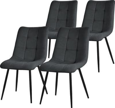 Eetkamerstoelen set van 4 antraciet Keukenstoel met polyester hoes en stalen poten ML design
