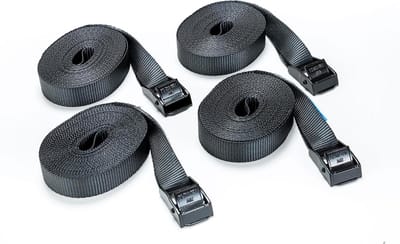 Spanbanden met klemslot - Bevestigingsriemen sjorbanden - Lading vastzetten - Eendelige zwarte riem - 4 stuks 6000 mm - Zwart
