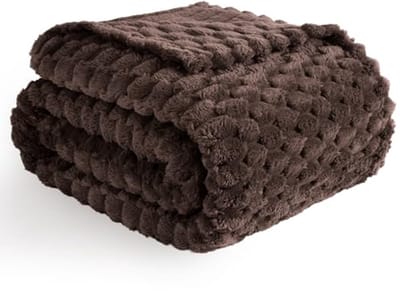 Flanellen fleece deken 3D jacquard bruin