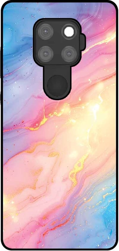 Smartphonica Telefoonhoesje Geschikt voor Huawei Mate 30 Lite met Regenboog Glitter Marmer Opdruk - TPU Backcover Case Rainbow Glitter Marble Design geschikt voor Huawei Mate 30 Lite